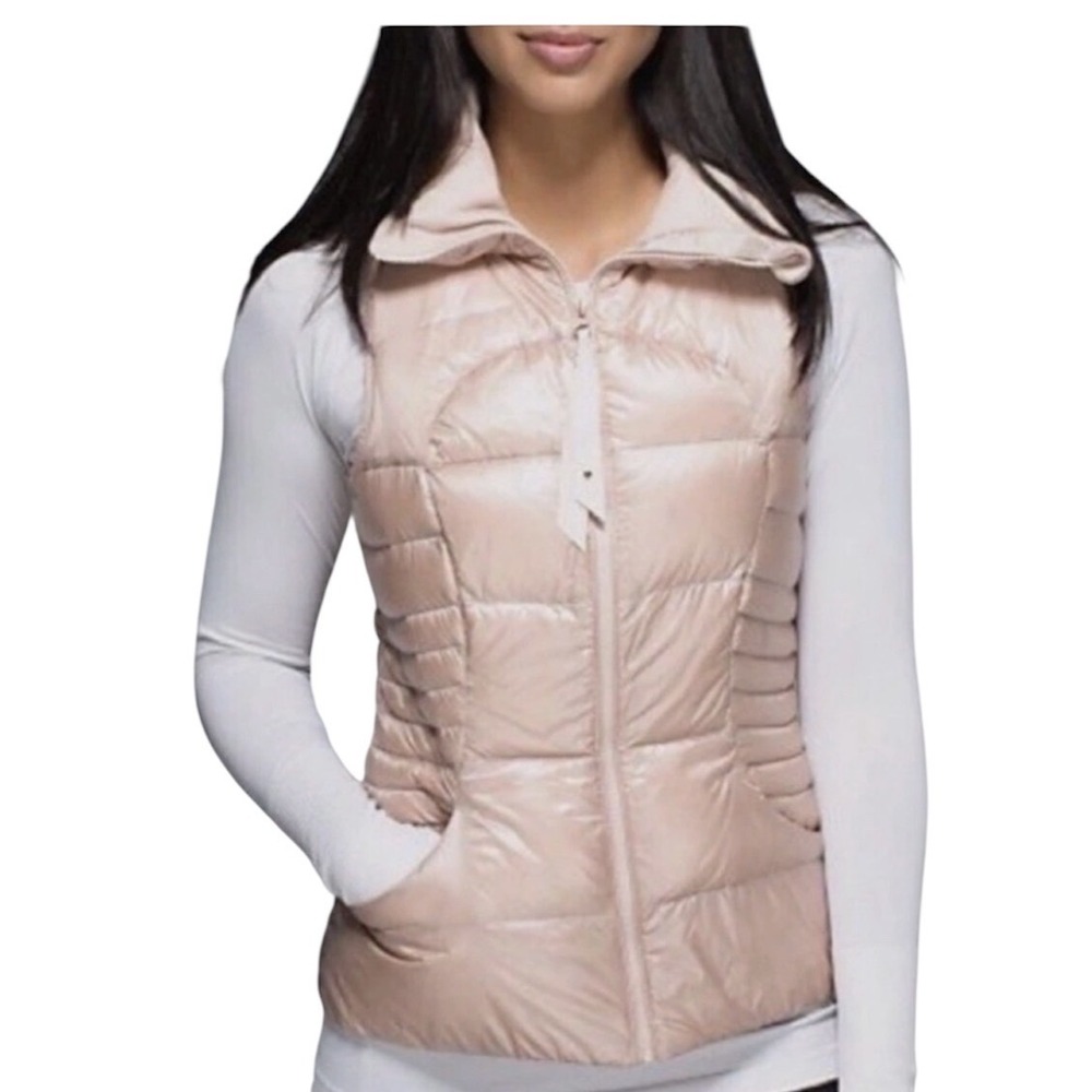 Lululemon Fluffin Awesome Vest Puffer Rose Gold Packable Goose Down Womens 8